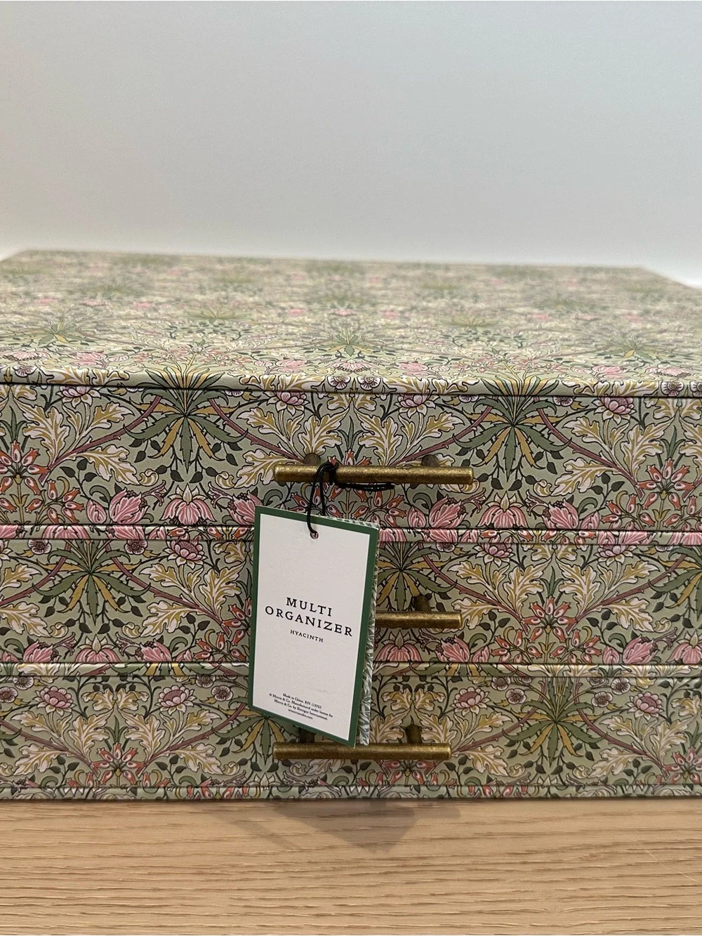 Morris & Co. Floral Pattern Desktop Organiser Set - Pink & Green